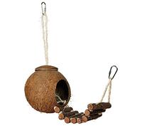 Natural Coconut Shell Nesting House Small with Ladder