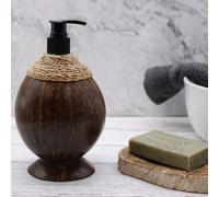 Natural Coconut Wood Soap Dispenser - Wooden Base Manual Lotion Cream Pump