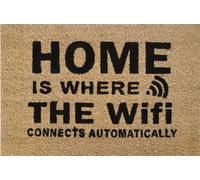 Natural Coir 60cm x 40cm heavy duty doormats with rubber base with humorous message (home is where the wifi is)