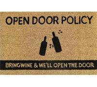 Natural Coir 60cm x 40cm heavy duty doormats with rubber base with humorous message (open door policy)