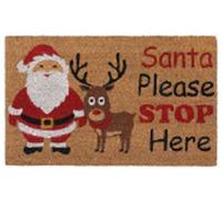 Natural Coir 60cm x 40cm heavy duty doormats with rubber base with humorous message (santa please stop)