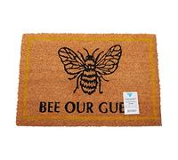 Natural Coir Mat Printed Patterned Dirt Trapper Indoor/Outdoor Door Mat Welcome Mat Non-Slip PVC Backed Doormat 60cm x 40cm (Bee Our Guest)