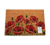 Natural Coir Mat Printed Patterned Dirt Trapper Indoor/Outdoor Door Mat Welcome Mat Non-Slip PVC Backed Doormat 60cm x 40cm (Poppy)