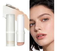 Natural Color Changing Foundation Stick - Dual-End White Foundation Stick with Built-in Brush - Lightweight Full Coverage Concealer for Mature Skin, Covers Blemishes, Dark Circles