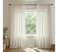 Natural Color Curtains 84 Inch Length for Bedroom Windows 2 Panel Set Rod Pocket Drape Lightweight Flowy Soft Textured Semi Sheer Linen Rustic Farmhouse Curtain for Living Room Dining 52x84 Long Cream