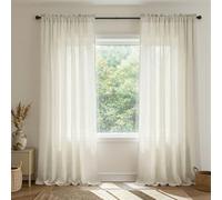 Natural Color Curtains 84 Inch Length for Bedroom Windows 2 Panel Set Rod Pocket Drape Lightweight Flowy Soft Textured Semi Sheer Linen Rustic Farmhouse Curtain for Living Room Dining 52x84 Long Cream