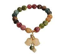 Natural Colored Tourmaline Bracelet Stone Women's Birthday Gift Long Necklaces for Women Fashion Jewelry (Khaki, One Size)