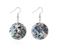 Natural Colorful Abalone Shell Earrings for Women Casual Beach Jewelry Round Square Heart Shaped Seashell Drop Earring