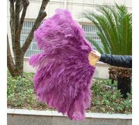 Natural Colorful Ostrich Feathers Fans Folding 13 Bone 90cm for Craft Carnival Stage Show Dance Plumas Hand Held Fan Decor 1PCS-44 Reddish purple-90CM 2PCS