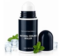 NATURAL COOLING ROLLER, 55ml Fresh Mint Roll On Deodorant Balm | Fast-Absorbing Aluminum Free Body Care Gel for Men & Women | Unisex Pocket-Friendly Ice-Cool Stick for Summer Heat & Sports