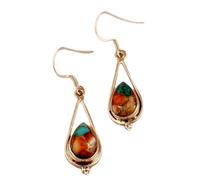 Natural Copper Turquoise Gemstone Dangle Earring 3.5x1.5mm | Made in 925 Sterling Silver, Silver Plated |pear Shape Stone, Smooth Minimlist Style Dangle For Unisex|LK_RDG_00176