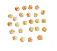 Natural Coral Carved Loose Gemstone, Round Shape, Rose Carving, Peach, 10mm-11mm (2)