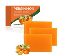 Natural Core Soap, Shower Soap, Persimmon Shower Soap for Odours Removal for Face and Body, Face Soap for Cleaning & Oil Control, Smooth Skin, Suitable for All Skin Types (3 Pieces)