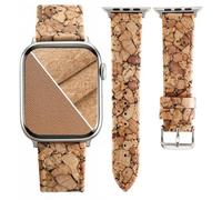 Natural Cork Hybrid Leather Band Compatible with Apple Watch Band 41mm 40mm 38mm 46mm 45mm 44mm 42mm 49mm, Vintage Pattern Soft Strap for iWatch Series 10/9/8/7/SE/6/5/4/3/Ultra