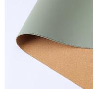 Natural Cork & PU Leather Non-Slip Desk Pad with Round Edge,Dual-Sided Mouse Laptop Mat Office Home Waterproof Desk Protector for Working (Green,45x90cm)