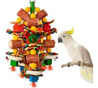 Natural Corn Cob & Loofah Slice Bird Chew Toys - Parrot Enrichment for Large Birds (African Greys, Macaws, Cockatoos) & Small - Medium Parrots