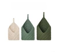 Natural Cotton Hand Woven Hanging, 3-Piece Wall Mounted Storage | Bags for Kitchen Produce and Bathroom Essentials, Bohemian Style Home Organiser for Nursery Toys, Rustic Decor Accessories in