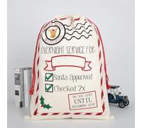 Natural Cotton Santa Sack for First Christmas, Large Linen | Xmas Bag 50x70cm, Rustic Traditional Father Christmas Present Holder with Festive Decorative Storage for Kids and