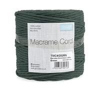 Trimits Natural Crafting Cotton Twisted Macramé Cord, Dark Green, 4mm x 87m