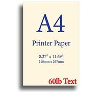 Natural Cream A4 Printer Paper - 60lb Text (90 GSM) - 8.3"x 11.7" - 250 Sheets