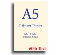 Natural Cream A5 Printer Paper - 8.3"x 5.83" - 60lb Text (90 gsm) - 100 Sheets