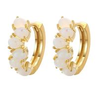 Natural Cream Moonstone Ear Rings: Engraved design, unique and trendy golden ear studs, gift for ladies