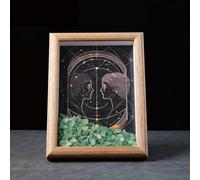 Natural Crystal 12 Zodiac Sign Photo Frame, 12 Zodiac Sign Night Sky Home Desktop Or Wall Decoration, Meditation Yoga Reiki Birthday Gift-Gemini - Green Aventurine