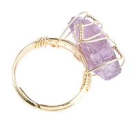 Natural Crystal Adjustable Womans Chic Finger Amethyst for Women Split Ring Memorial Jewelry Gemstone Rings Purple