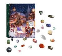 Natural Crystal advent calendarr - 21x16cm Gift Box, gemstonee Mineral Stone Kit, Decorative Countdown Calendar with Healing Crystals | Holiday Ornament for Room Home School Office and Party