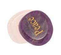 Natural Crystal Agate Engraved Worry Stones with Peace and Love Inspirational Words Amethyst Chakra Palm Stones for Meditation and Anxiety Relief Unique Positive Pebbles