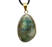 Natural Crystal Amethyst Water Drop Pendant with Gold-Edged Tiger Eye and Lapis Lazuli Rough Stone Necklace(Bluelabradorite)