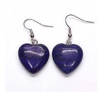 Natural Crystal Amethysts Rose Pink Quartz Heart Shape Dangle Hook Stone Earring for Women,Lapis Lazuli