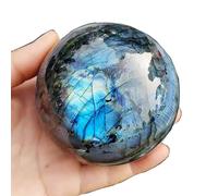 Natural Crystal Ball Orange Moonstone Polished Divination Ball Decorative Sphere with Wooden Stand Healing Crystal Ball Healing Stone (50-60mm, Labradorite)