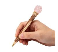 Natural Crystal Ballpoint Pen - Handcrafted Wooden Writing Tool, Crystal Inlay Pen with Sturdy Internal Ink Reservoir, Precision Flow Function, Ideal for Collectors Artists Students