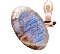 Natural Crystal Blue Moonstone - Hot Compress Handheld Stone | Polished Raw Palm Stone Oil Massage Healing Relaxation Energy Healing Tool