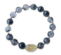 Natural Crystal Bracelet Black/Gold Rutilated Quartz Feng Shui Lucky Pi Xiu/Pi Yao Charm Pendant 8mm Beaded Bracelet Talisman for Lover Wealth Money Good Luck Prosperity,A Cinnabar