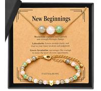 Natural Crystal Bracelet Necklace Graduation Gifts for leaving Colleague | 2 pcs Anxiety Relief New Beginnings Good Luck Teacher Friendship Gifts for Women New Job Retirement Box