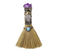 Natural Crystal Broom - Witch Altar Crystal Broom | Witch Broom with Natural Crystals, Broom with Natural Crystals, Handmade Reiki Broom for Wall Decoration