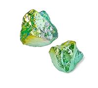 Natural Crystal Chips Rainbow Ornaments Raw Stones Specimens Electroplated Colors 100g 2-4 Pieces(Grn)