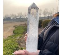 Natural crystal clear quartz point stone hexagonal prism obelisk home decoration home decor(80-100g)