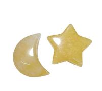 Natural Crystal Crescent Moon & Star Stones - Polished Gemstone Charms for Crafts, Multi-Color Assortment, No Holes(Blue Aventurine)(Yellow Jade)