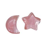 Natural Crystal Crescent Moon & Star Stones - Polished Gemstone Charms for Crafts, Multi-Color Assortment, No Holes(Watermelon Red)