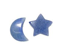 Natural Crystal Crescent Moon & Star Stones - Polished Gemstone Charms for Crafts, Multi-Color Assortment, No Holes(Blue Aventurine)(Blue Aventurine)