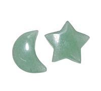 Natural Crystal Crescent Moon & Star Stones - Polished Gemstone Charms for Crafts, Multi-Color Assortment, No Holes(Blue Aventurine)(Green Aventurine)