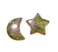 Natural Crystal Crescent Moon & Star Stones - Polished Gemstone Charms for Crafts, Multi-Color Assortment, No Holes(Blue Aventurine)(Fancy Jasper)