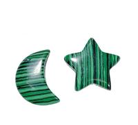 Natural Crystal Crescent Moon & Star Stones - Polished Gemstone Charms for Crafts, Multi-Color Assortment, No Holes(Blue Aventurine)(Peacock)