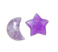 Natural Crystal Crescent Moon & Star Stones - Polished Gemstone Charms for Crafts, Multi-Color Assortment, No Holes(Blue Aventurine)(Lepidolite)