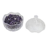 Natural Crystal Crushed Stone Set and Glass Bowls, Clear Quartz, Rose Quartz, Citrine, and Purple Crystals for Meditation, Yoga, Jewelry Making, Home décor (Purple, 400g)