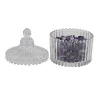 Natural Crystal Crushed Stone Set and Glass Bowls, Clear Quartz, Rose Quartz, Citrine, and Purple Crystals for Meditation, Yoga, Jewelry Making, Home décor (Purple, 120g)