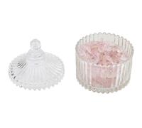Natural Crystal Crushed Stone Set and Glass Bowls, Clear Quartz, Rose Quartz, Citrine, and Purple Crystals for Meditation, Yoga, Jewelry Making, Home décor (Pink, 120g)